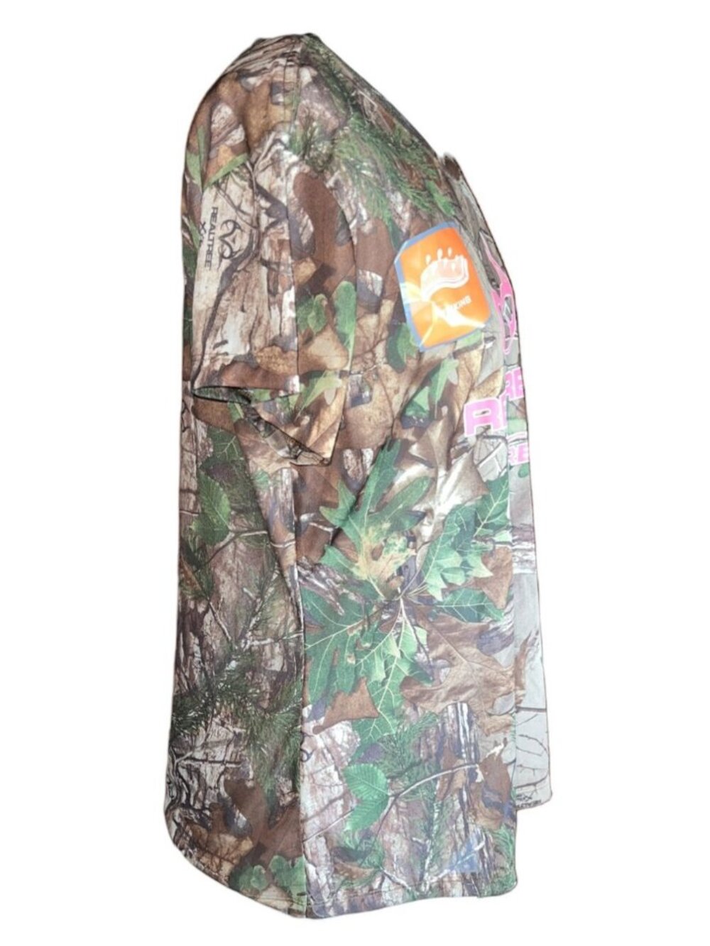 Realtree Womens Camo T-Shirt L/G Pink Logo Polyester Crew Neck Hunting Tee - Picture 5 of 13
